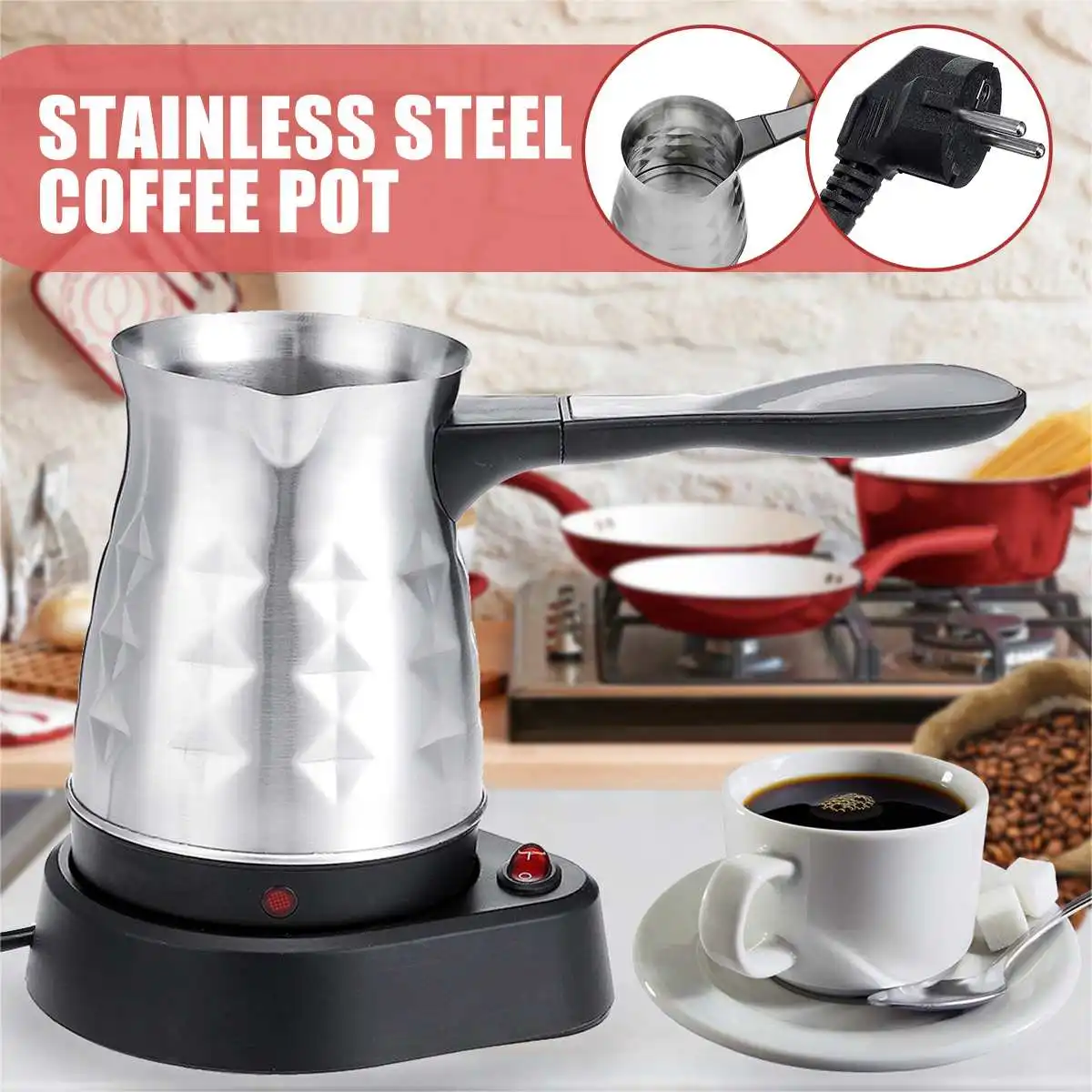 

Turkey Coffee Maker Electric Coffee Pot Kettle Portable Coffee Machine With Electric stove Boiled Milk Stainless Steel 220V