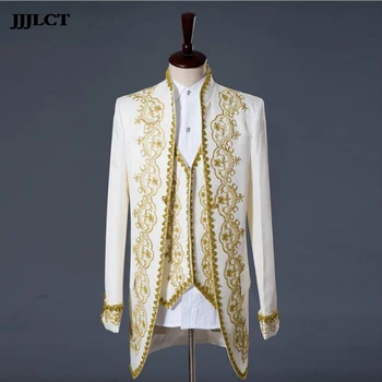 

European and American costumes men's stage costumes court style men's tuxedo men's suit three-piece suit (top + vest + pants)