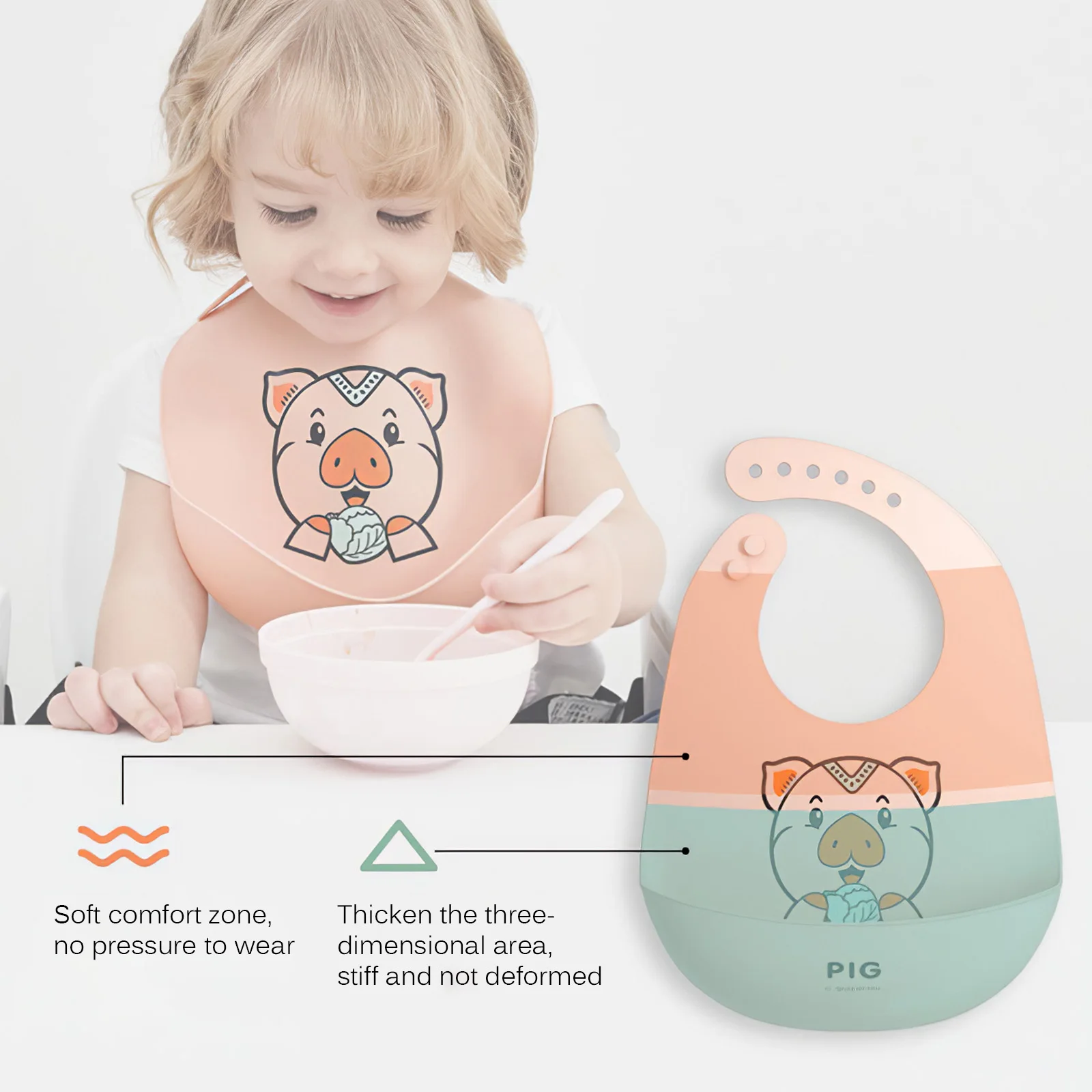Silicone Waterproof Baby Bibs TPE Cartoon Soft Feeding Saliva Aprons Foldable 