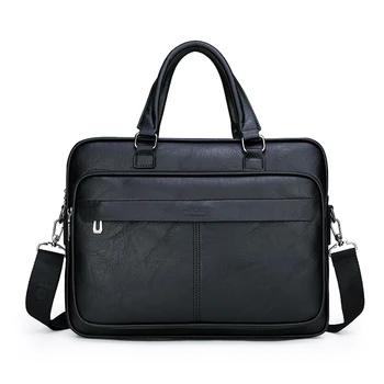 

Vintage Design Men's Handbag Shoulder Bag Soft PU Leather 15.6 Inches Laptop Shoulder Bag Luxury Noble People Male Handbag Bag
