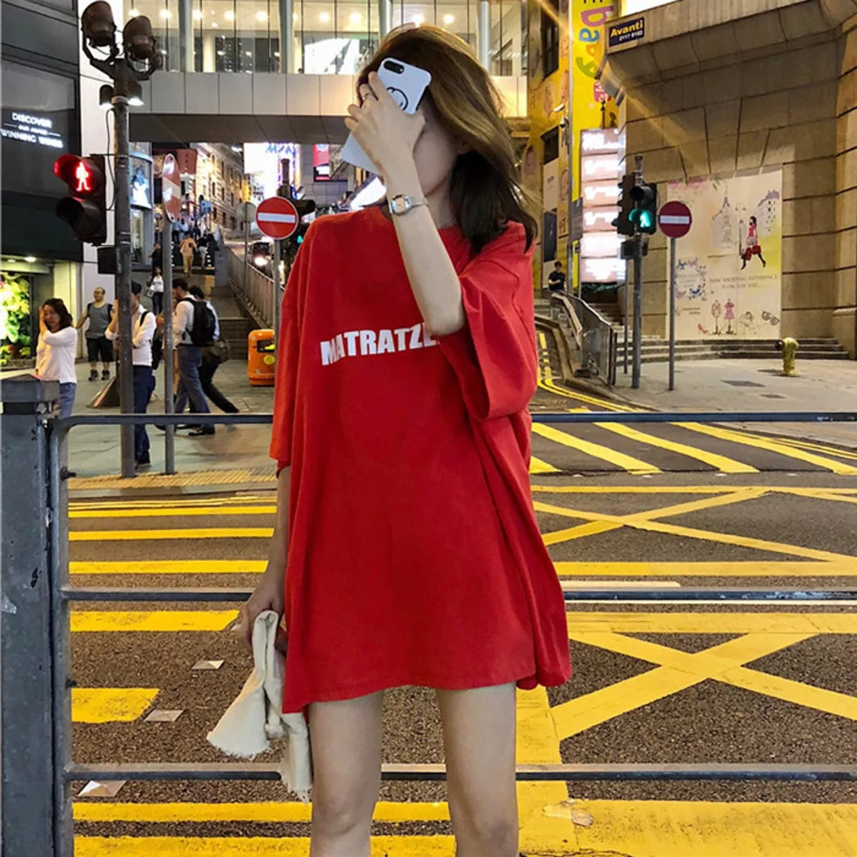 

Girl'S Handsome Clothes Summer New Style 2018 Online Celebrity Celebrity Style Tops Loose-Fit Slimming Bottom Missing Short Slee