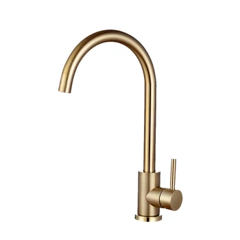 

Luxury Brushed Gold Kitchen Faucet Deck Mount Kitchen Water Tap 360 Degree Rotation Hot Cold Mixer Tap Single Handle Sink Faucet