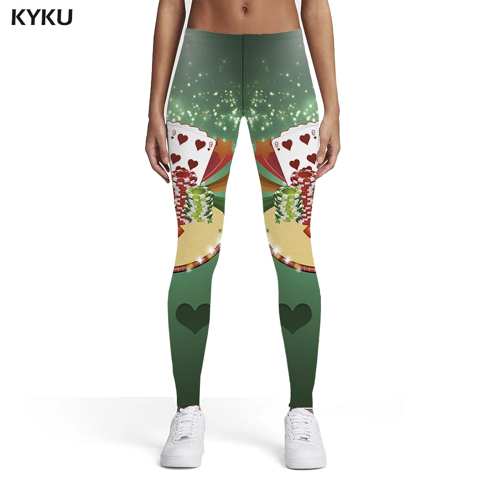 

KYKU Playing Cards Leggings Women Gambling Spandex Colorful 3d Print Hip Hop Leggins Womens Leggings Pants Jeggings Jeggins