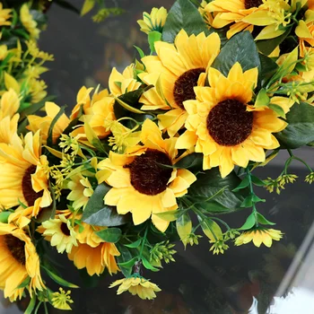 

1PC 55CM Simulated Sunflower Garland Enlarged Densified Wreath Wedding Festival Decoration Simulated Door Hanging Decoration for