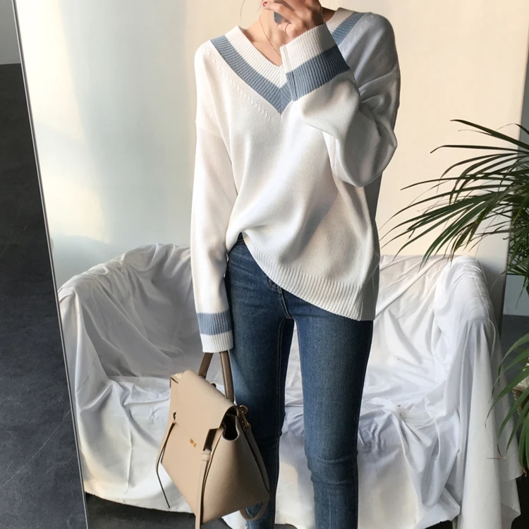 Fannic осень зима женские свитера черный белый пуловер корейский стиль минималистичный Повседневный офисный женский