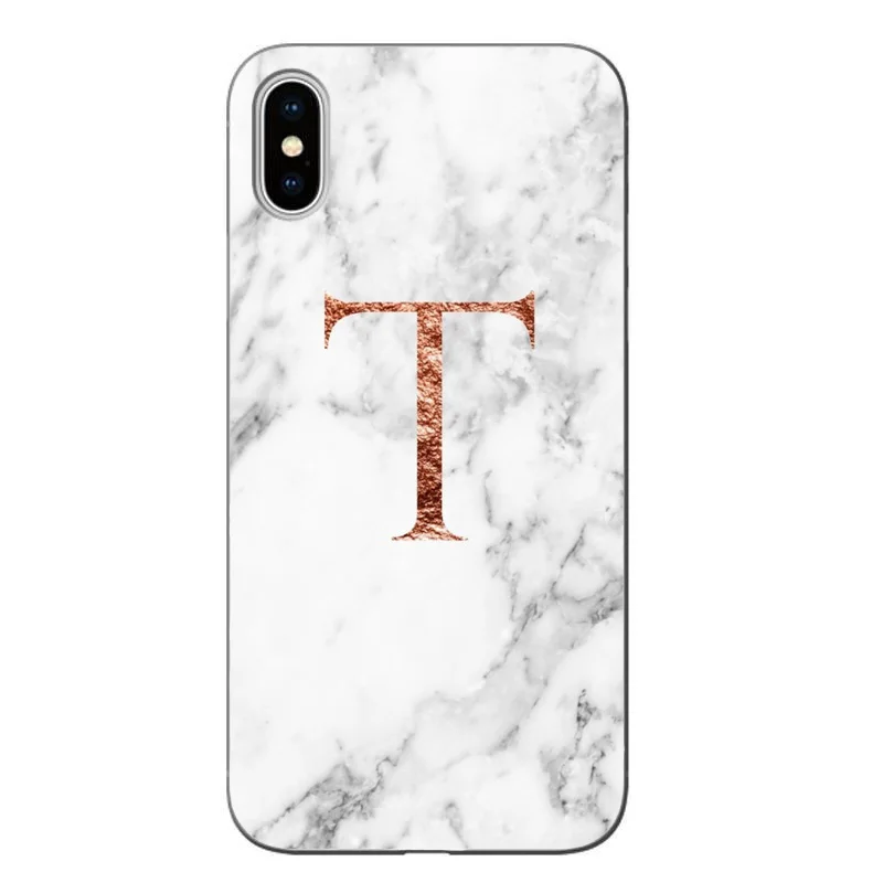 Мягкий чехол из ТПУ для iPhone 5S 6 6s 7 8 Plus XS XR XSMAX с надписью "Monogram J Q A B rose marble" - Цвет: TPU