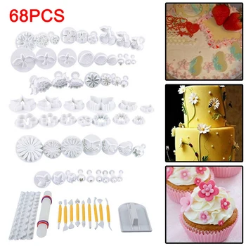 

68Pcs/Set Sugarcraft Cake Decorating Tools Cake Plum Flower Fondant Decor Plunger Cutter Cookie Pastry Mold Tools