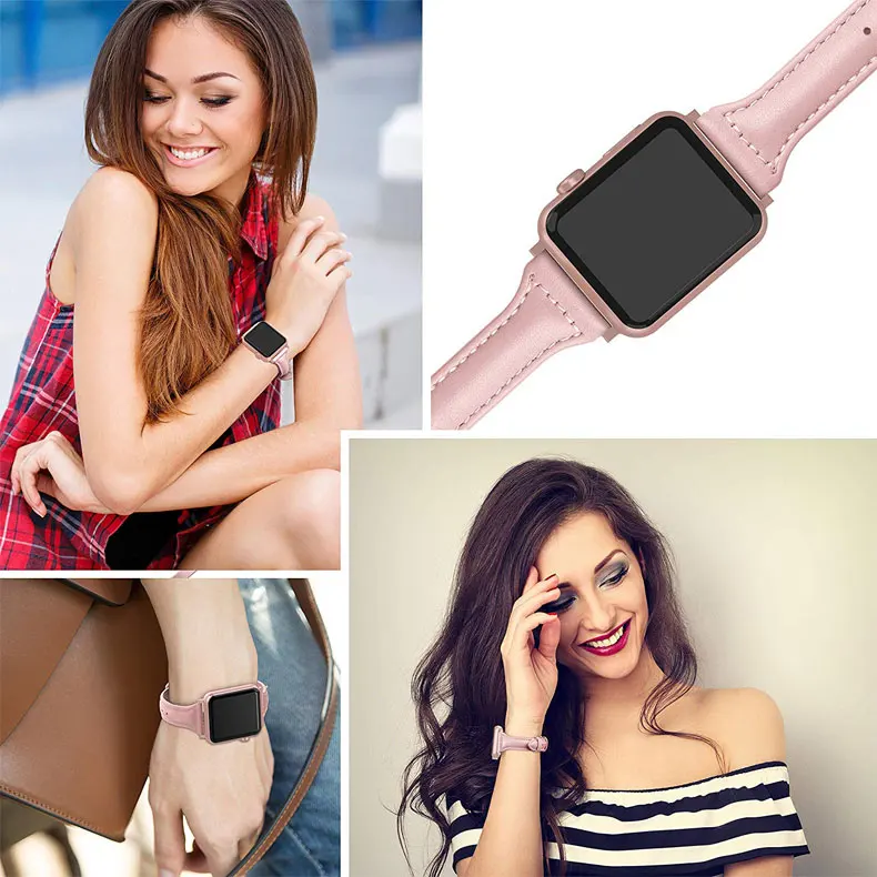 Genuine Leather strap for apple watch 5/4/3/2/1 iwatch band 40mm 38mm 42mm 44mm Slim bracelet Leisure Wristbelt accessories