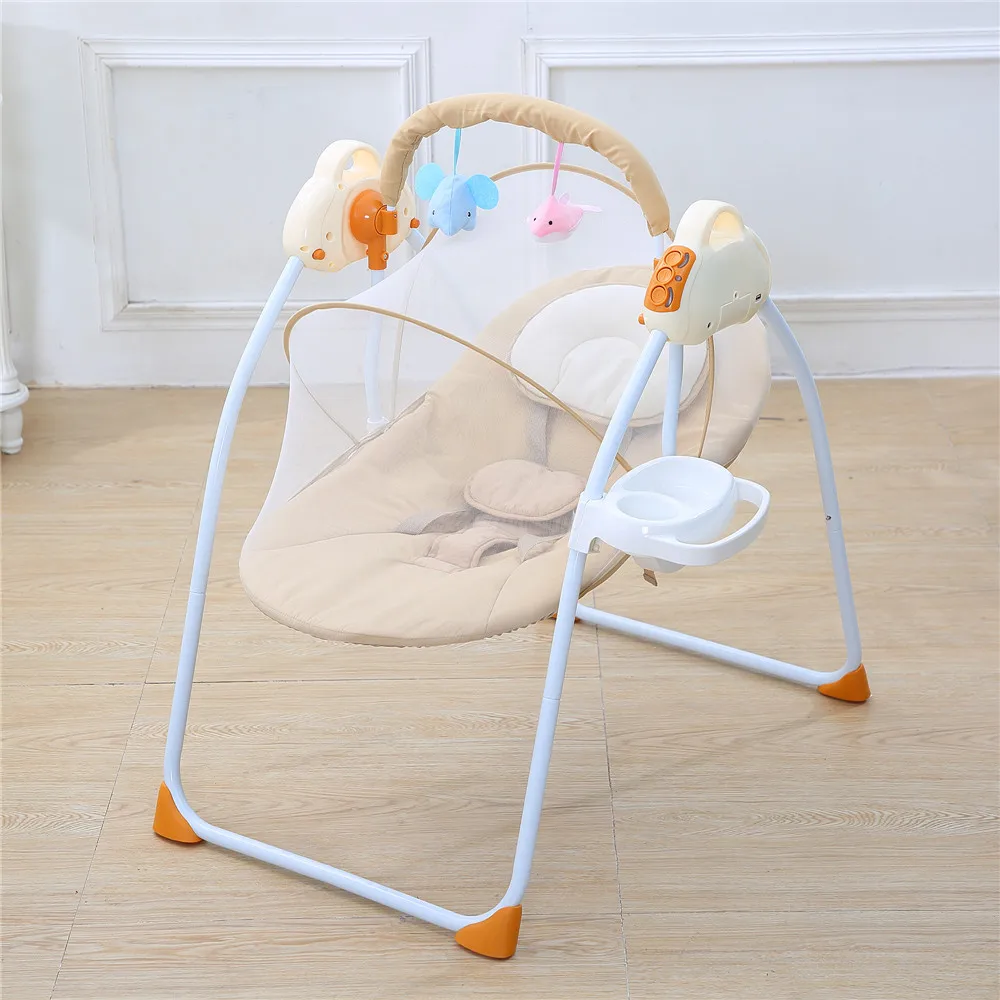 Детская электрическая колыбель кресло-качалка Ffoldable или Новорожденные успокаивающие спящие качели музыка играть Кормление ужин стул - Цвет: Серый