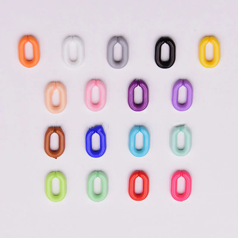 Meetee 230pcs 15X10 мм Красочные акриловые звеньев цепи Пластик-хомут с круглым воротником для мальчиков и девочек, цепь на ремешке с пряжкой DIY ювелирные аксессуары ‒ серёжки BF511