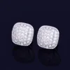 10MM Square Men Women Stud Earring Gold Color Full Cubic Zircon Screw Back Earrings Hip Hop Jewelry for Gift 5