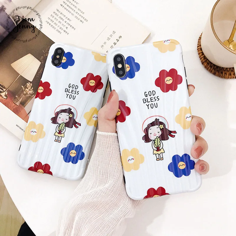 From Jenny с цветочным узором для девочек iPhone x xr xs max 6 6s 7 8 плюс bump белого цвета
