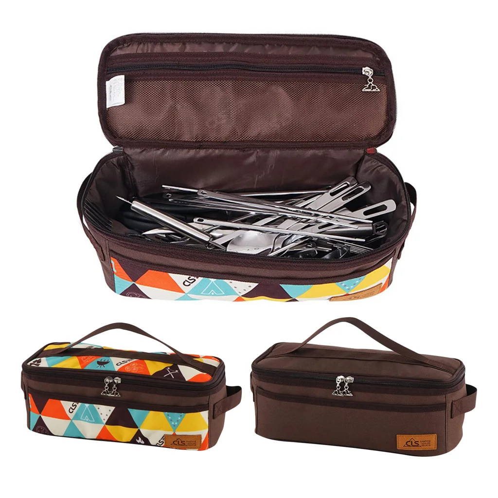 

Set Of 2 Portable Cutlery Storage Bag Camping Cosmetics Hand Tote Carry Bag