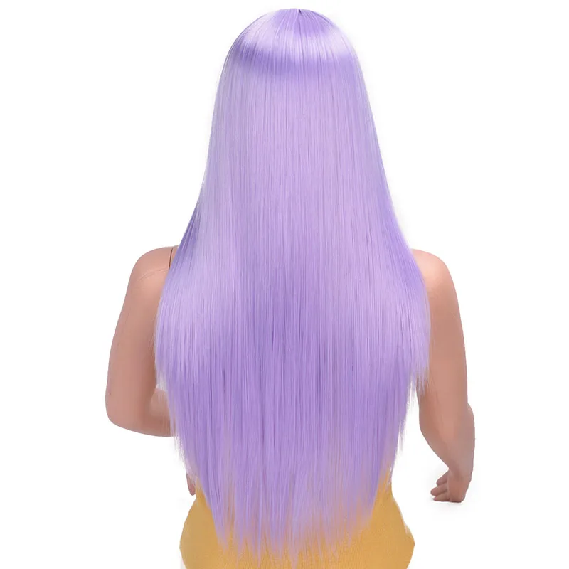 AISI Queens длинный прямой синтетический парик Омбре коричневый с блондином парик для женщин Косплей средняя часть синий черный розовый фиолетовый красный парик - Цвет: 3815