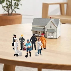 Figurines de pompiers, pilote de Construction, facteur, vétérinaire, mise en page réaliste, décor de bricolage, Mini jouets scènes 