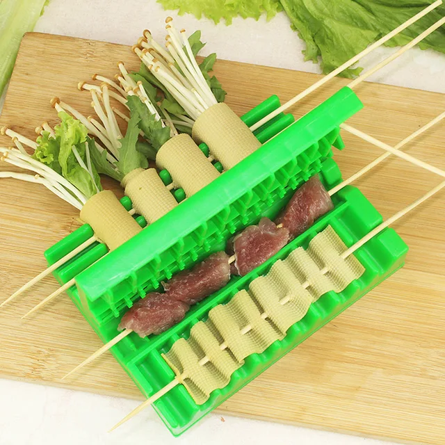 Nyársok Kebab Készítő Barbecue Piknikkészlet -Készletek Készlet Bbq Marhahús Húst Húr Grill Stringer Box Kiegészítők - Image 2
