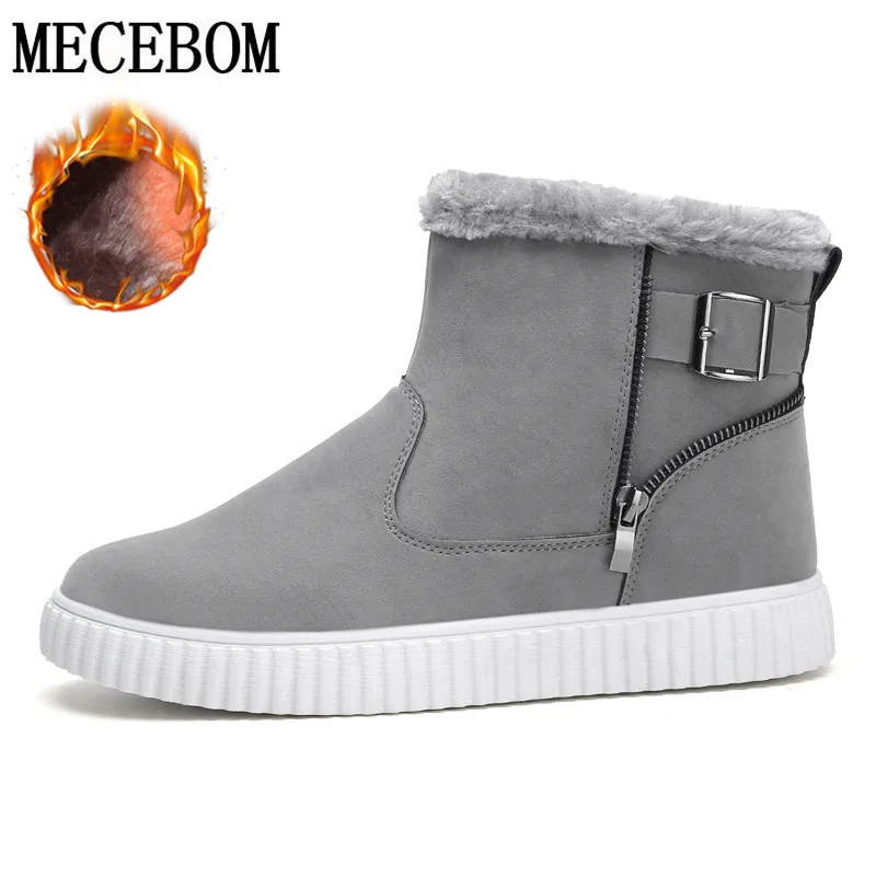gray with fur Мужские ботинки; зимняя хлопковая обувь; ботильоны с высоким берцем; зимние ботинки из плюша; модная теплая удобная мужская обувь - Цвет: gray with fur
