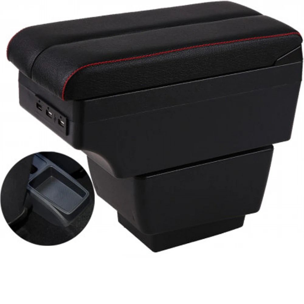 

For Skoda Fabia Center console armrest box storage box armrests elbow rest with usb cup holder