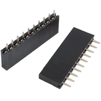 

10pcs 2.54mm Single Row Female Pitch Header Socket Connector PCB 10 Pin Strip