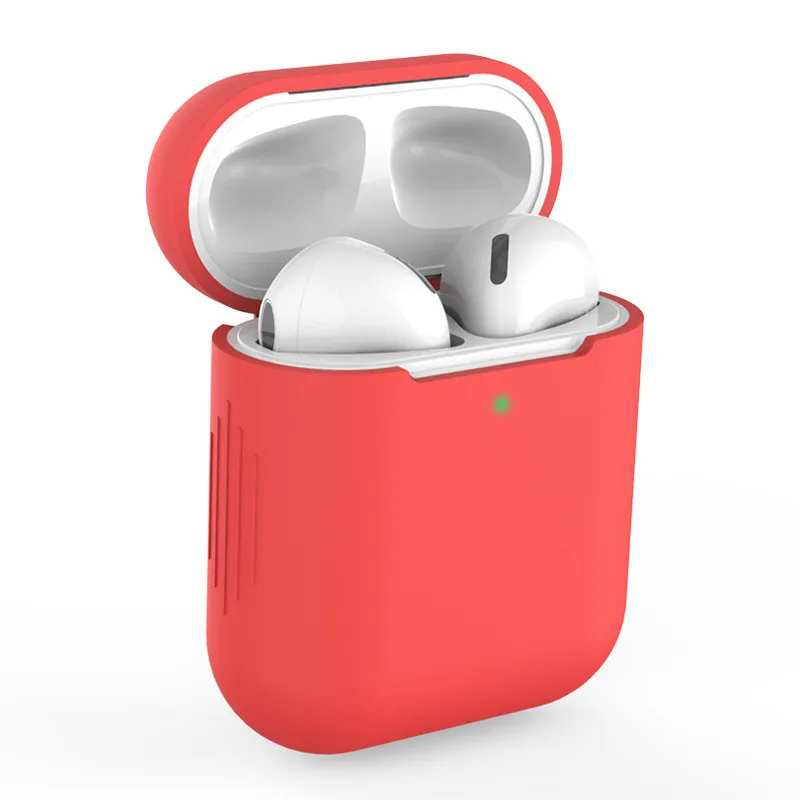 Мягкий силиконовый чехол ярких цветов для Apple Air Pods 2 чехол s для AirPods 2 тонкий противоударный защитный чехол для наушников аксессуар - Цвет: Красный