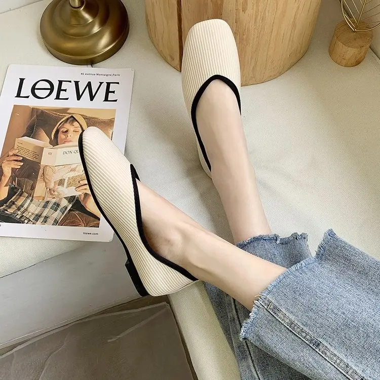 2021 Cotton Flat Shoes Women's Shoes Four Colors Ballerina Socks Shoes Women's Casual Shoes Light Mouth Flat Heel Shoes Large 43