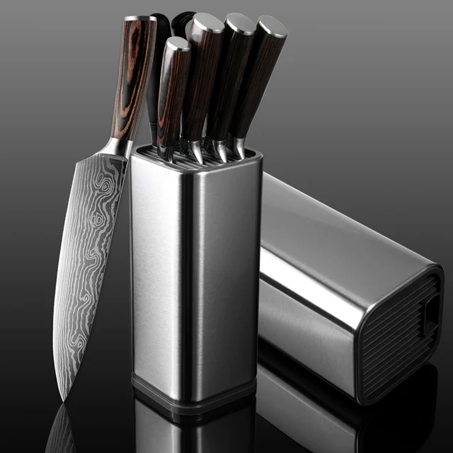 XITUO Kitchen Chef Set 4-8PCS set Knife Stainless Steel Knife Holder Santoku Utility Cut Cleaver Bread Paring Knives Scissors 1