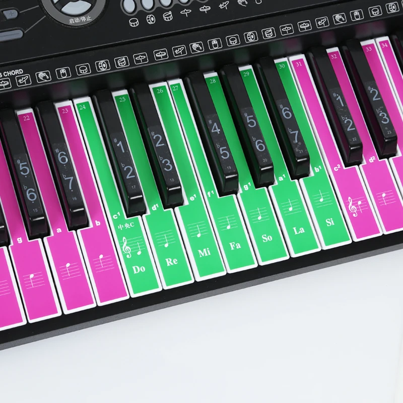 88keys piano stickers Assist novice beginners to learn piano tools Can be used repeatedly Rectangular piano key note sticker