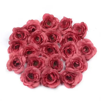 

100pcs 4cm artificial flower silk rose flower head wedding Christmas home decoration DIY wreath scrapbook gift box craft