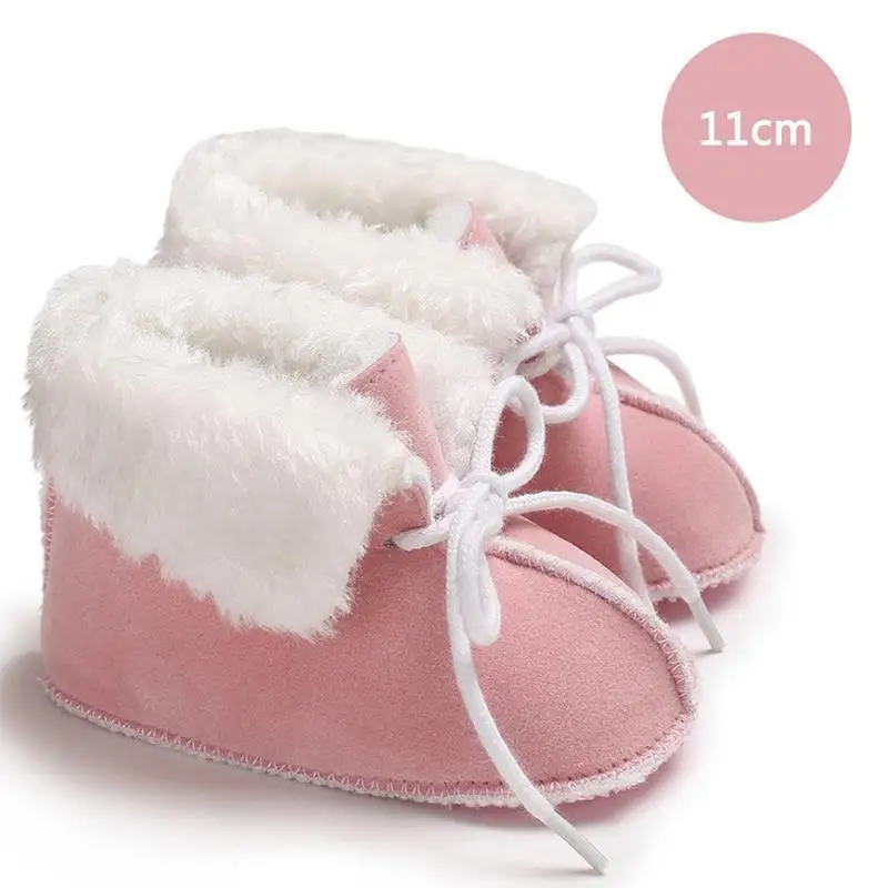pink 11cm Мужская и женская обувь для детей 0-1 лет; зимние теплые бархатные ботинки с мягкой подошвой; хлопковая обувь; обувь для малышей; зимняя обувь для девочек - Color: pink 11cm