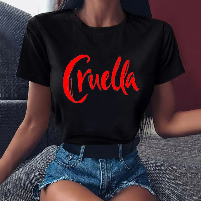 Women T Shirts Cruella De Vil Dogs Graphic T-shirt Female Clothes  Funny Cartoon T shirt Summer Tops Casual Oversized M1007b