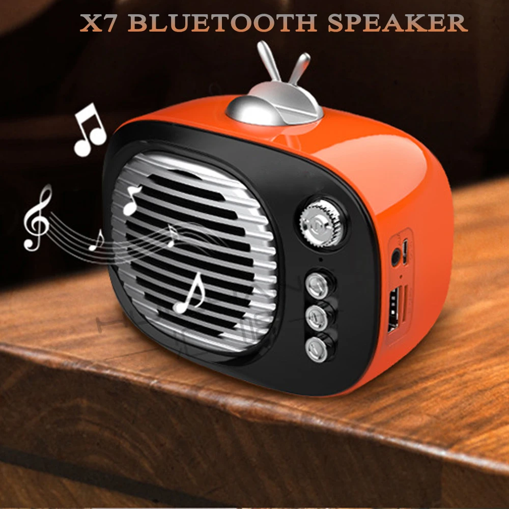 

X7 Bluetooth Speaker Portable Retro Mini Audio Player Support TF Card FM AUX for Birthday Christmas Boyfriend with Phone Holder
