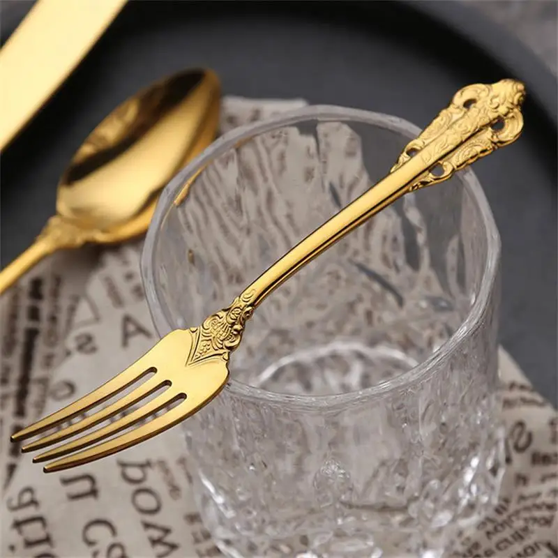 1 шт. набор золотых столовых приборов из нержавеющей стали|dinnerware set|steak knives forksgold