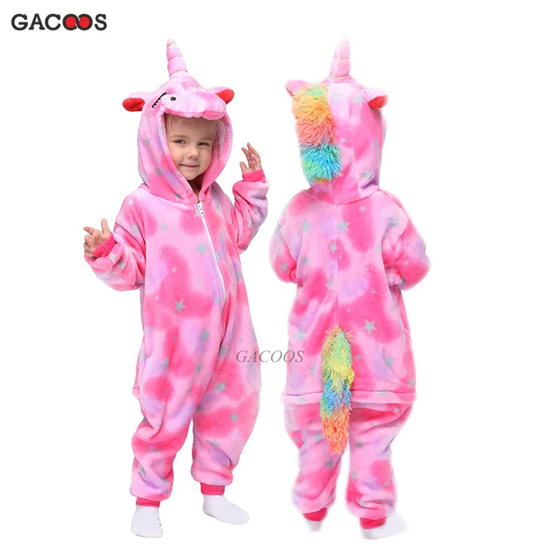 Kuguurumi/пижамы для малышей; пижамы с единорогом для мальчиков и девочек; детские пижамы с вышивкой; одежда для сна с изображением панды; зимние пижамы с единорогом - Цвет: close eye