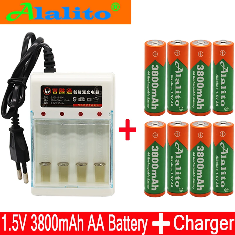 Бренд AA перезаряжаемая батарея 3800mah 1,5 V Новая Щелочная перезаряжаемая батарея для led светильник игрушка mp3 с зарядным устройством