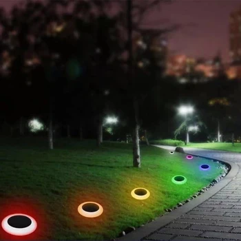

2Pcs Colorful Solar Lawn Light, Color Gradient 8Led Ground Plug Light