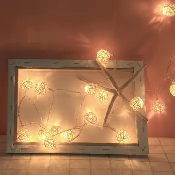 

20 Luminaria LED Rattan Balls Fairy String Lights Energy Saving Environmental Protection Outdoor Garland Wedding Decor