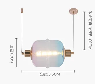 Подвесной светильник в скандинавском стиле с цилиндрическим стеклом, креативный Ретро светильник для столовой, спальни, прикроватной тумбы, барной стойки, подвесной светильник, светильники - Цвет корпуса: Color DIA18XL33.5 8W