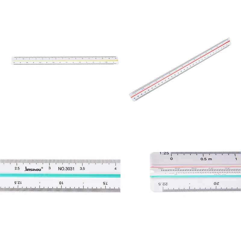 

1:20 1:25 1:50 1:75 1:100 1:125 Plastic Triangular Scale Ruler Measurement