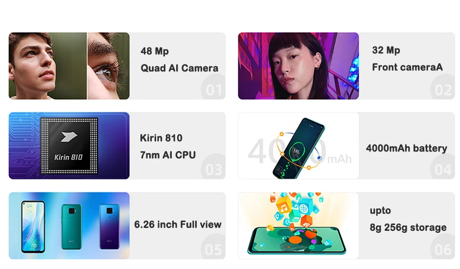 HuaWei Nova 5 мобильный телефон Kirin 810 Android 9,0 6,3" полный экран 8 ГБ ОЗУ 128 Гб ПЗУ МП экран отпечатков пальцев 40 Вт супер зарядное устройство