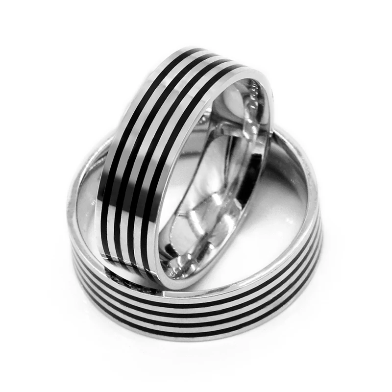 925 Sterling Silver Couple Rings For Lovers Black Stripe Wedding Band Ring  For Couple Men Women Fine Jewelry For Party Gifts - Rings - AliExpress
