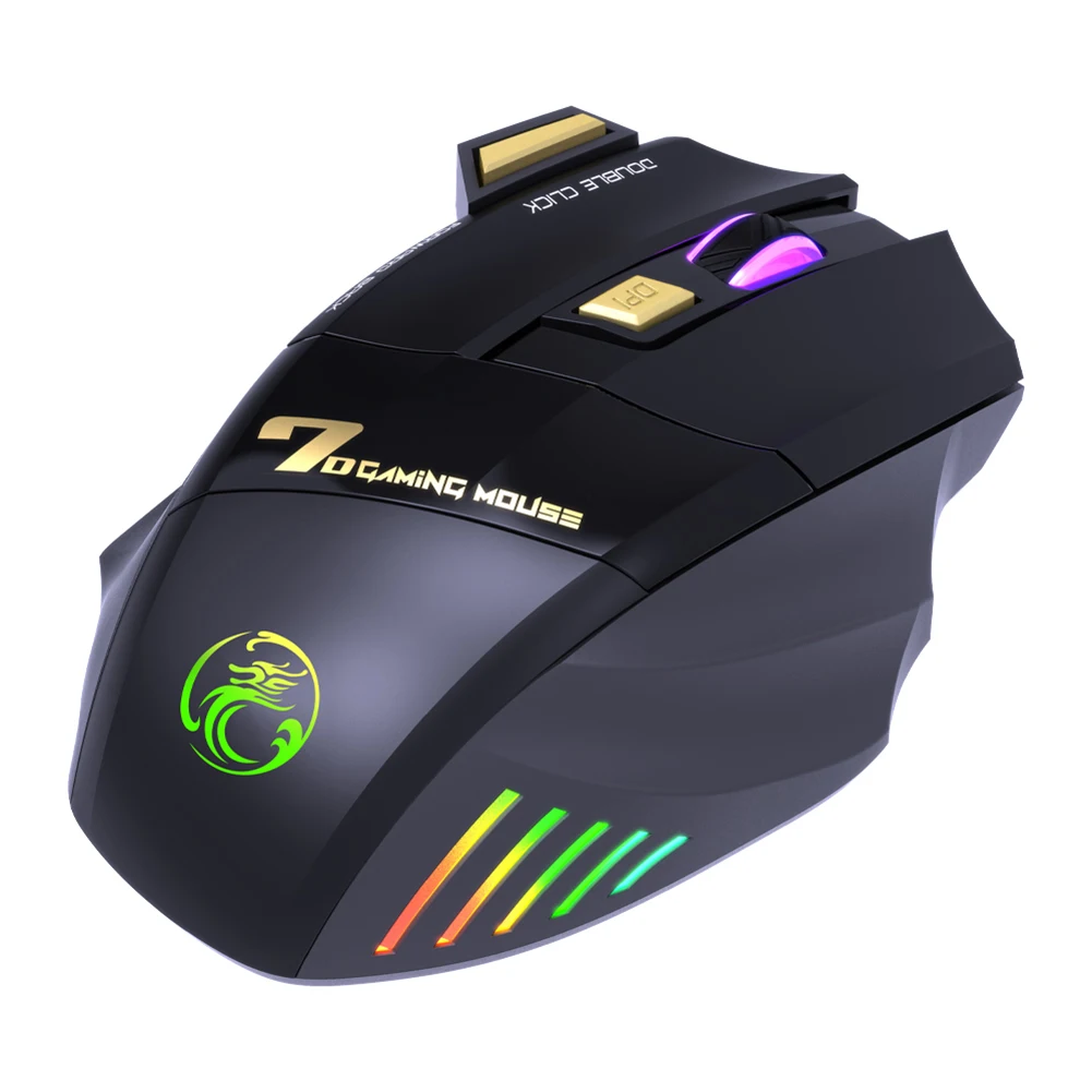 Imice Gw-x7 7 кнопок 2 4 ГГц перезаряжаемая беспроводная мышь Rgb для компьютера игрового