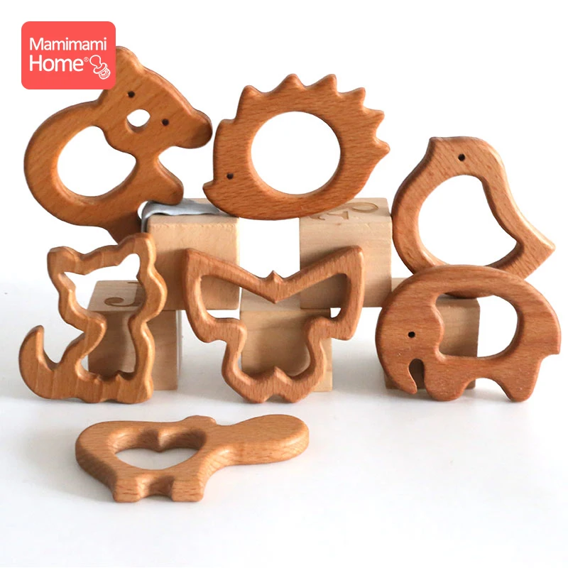 

1pc Baby Wooden Teether Koala Soaking Olive Oil Rooden Pacifier Chain Animal Pendant Newborn Gifts Childen'S Goods Wooden Blank