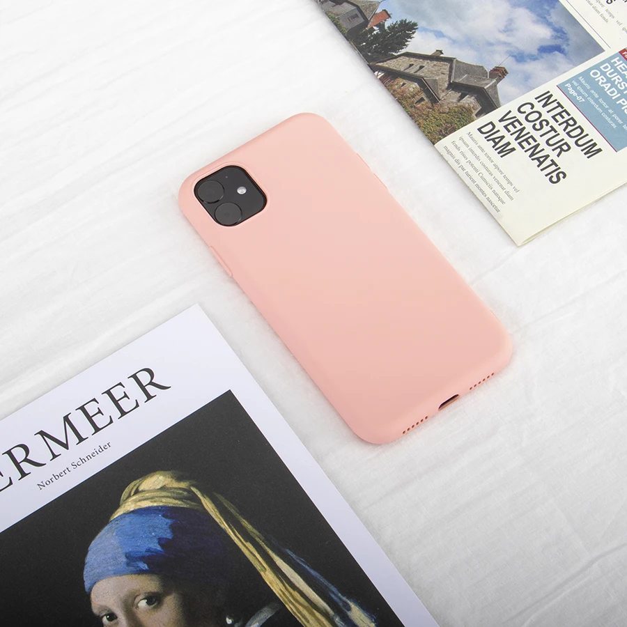 QMXD, жидкий силиконовый чехол для iPhone 11 Pro Max XS XR X 6 7 8, мягкий чехол для iPhone X, мягкая задняя крышка для сотового телефона - Цвет: Pink