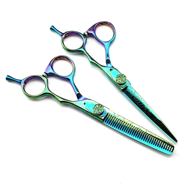 XUANFENG 6 440C Skull Handle Hair Scissors Haircutting Scissors for Home  or Barber Store Cutting Scissors and thinning Scissors (2 pcs)