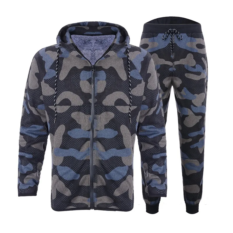 camo green B Laamei мужские повседневные комплекты с камуфляжным принтом камуфляжная куртка+ брюки 2 шт. спортивный костюм спортивные худи толстовка и брюки костюм размера плюс - Цвет: camo green B