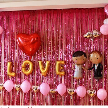 

3M Gold Foil Striped Golden Red Blue Curtain Shiny Metal Tassel Wreath Wedding Photography Backdrop Birthday Party Decoration