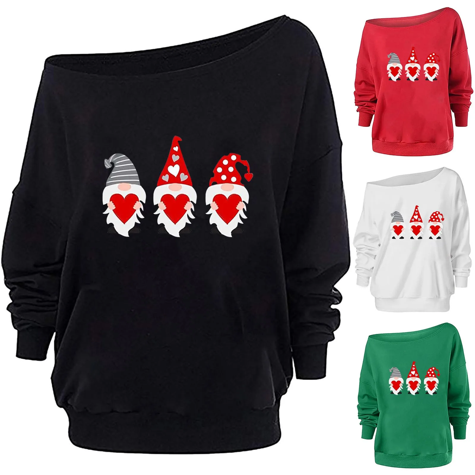 

Fashion Women's Sweatshirt Valentine's Day Fashion Loose Shoulder Sweatshirts Casual Long Sleeve Winter Autumn Warm Warm Tops