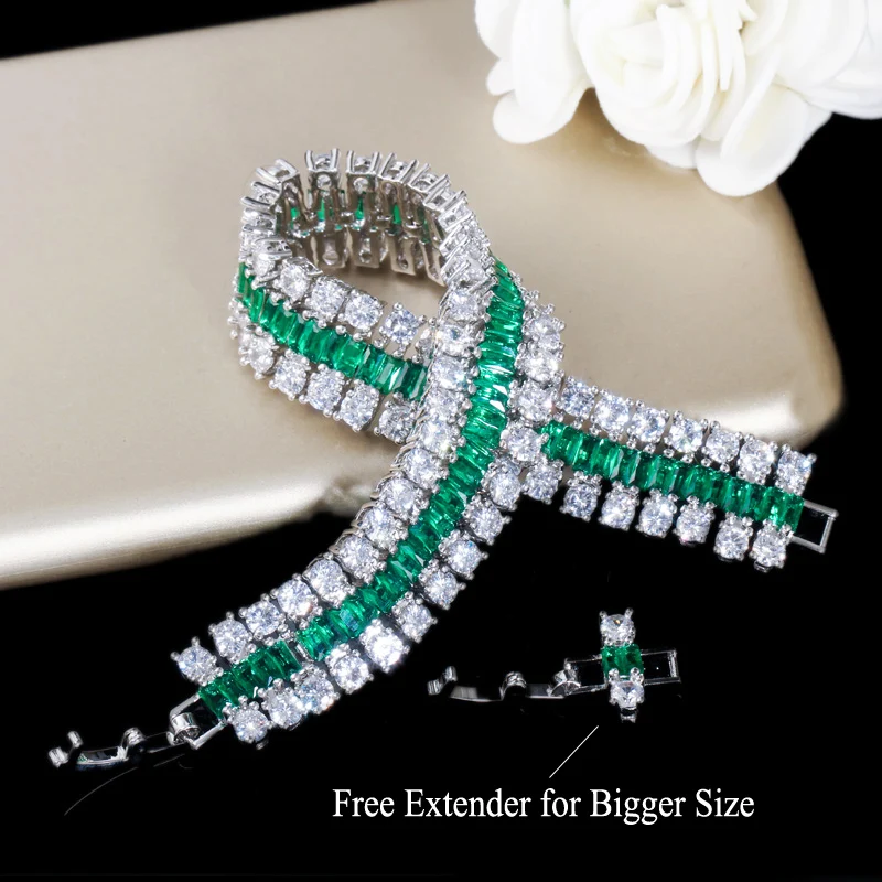 CWWZircons Brand Sparkling White Gold Color Top Grade Cubic Zirconia Stone Luxury Big Wrap Bracelet Bridal Wedding Jewelry CB043|wrap