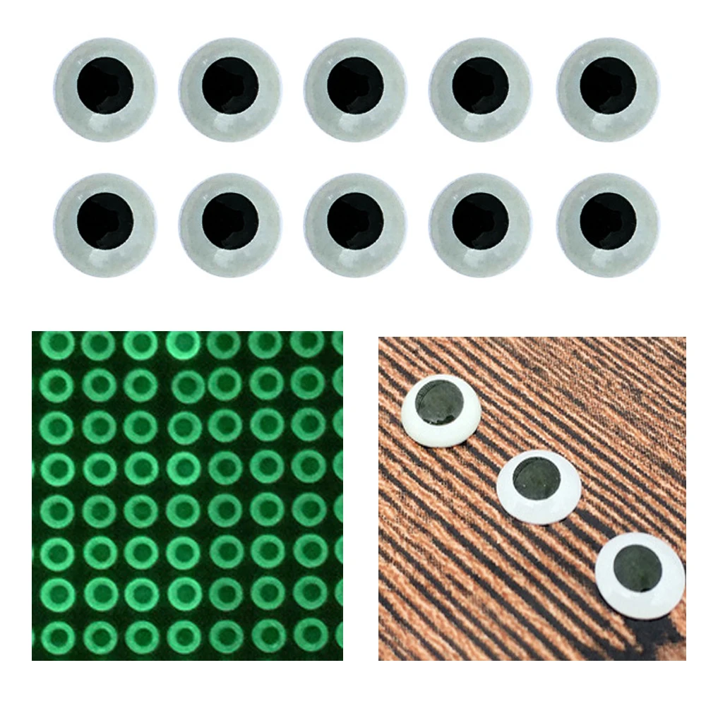 PVC 3D Holographic Luminous Fishing Lure Eyes 300Pcs 3/4/5/6mm Fishing Lure Accessory