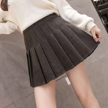 Плиссированная юбка с высокой талией, Женская Повседневная трапециевидная Милая женская офисная юбка, женские мини-юбки, Корейская школьная уличная одежда, юбки плюс